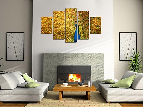5 Panel Large Hd Printed Oil Painting Peacock Canvas Print Home Decorative Wall Art Pictures for Living Room No Frame
