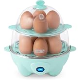 Dash Deluxe Egg Cooker, 12 Hard Boiled Eggs, Aqua | Electric Double Decker Egg Poacher, Steamer &amp; Omelette Maker Machine, Soft or Poached Eggs, Auto Shut-Off, BPA-Free