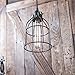 Rustic State Vintage Design Curved Metal Wire Cage Pendant Lamp with 15’ Plug-in Fabric Cord Toggle Switch and Edison Light Bulb in Black