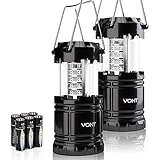 Vont 2 Pack LED Camping Lantern, Super Bright Portable Lanterns, Must Have During Hurricanes, Emergencies, Storms, Outages, Original Patented Collapsible Camping Lights / Lamp (Includes Batteries)
