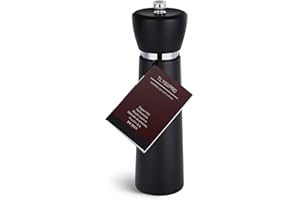 TLYSXPRO Wooden Pepper Grinder, Refillable Pepper Mill with Adjustable Upgraded Large Size Ceramic Burr, Manual Salt Grinder,