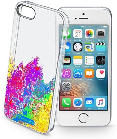 cellularline Style iPhone Case Art – If/5S/5 Rubber Cover Soft Super Colourful, Fun and Romantic Transparent.Pink.Green.Blue