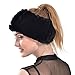 Rabbit Fur Headband - Winter Knit Neck Warmer Real Fur Headbands Women Scarf Muffler (Black),One Size