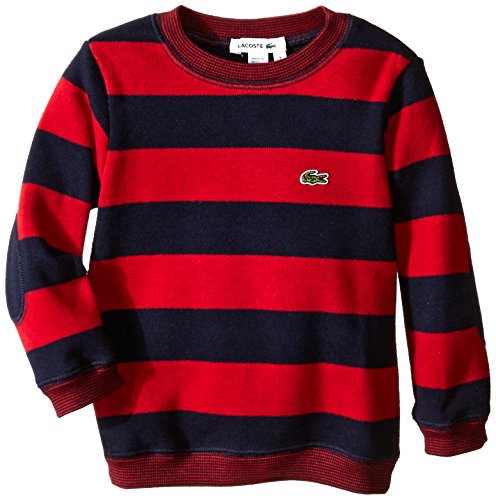 Lacoste Little Boys Long Sleeve Cotton Striped Crew Neck Sweater