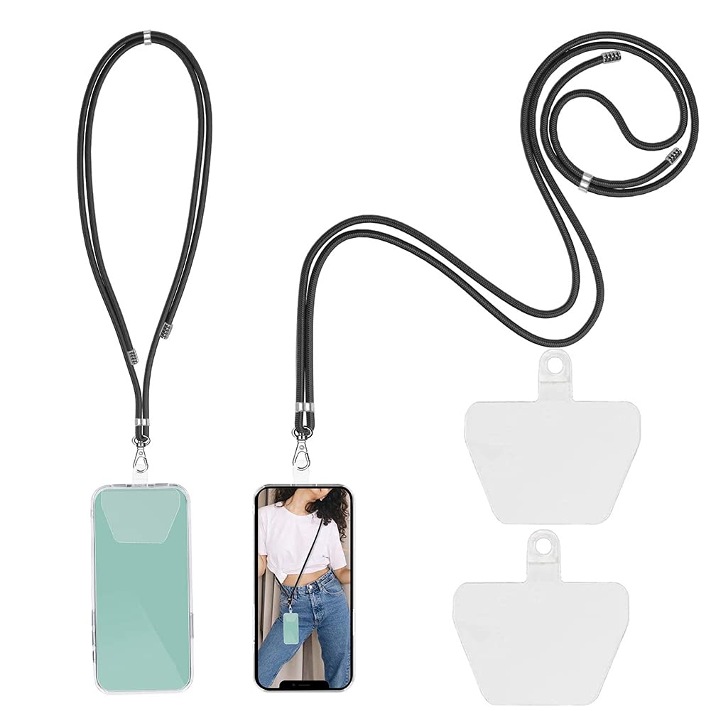 Fauge Phone Lanyard Neck Strap,Hanging Mobile Phone Lanyard Holder with Adjustable Phone Neckstrap 2 Pieces Clear Patch Universal Cell Phone Lanyard for iPhone Samsung Galaxy and Most Smartphone