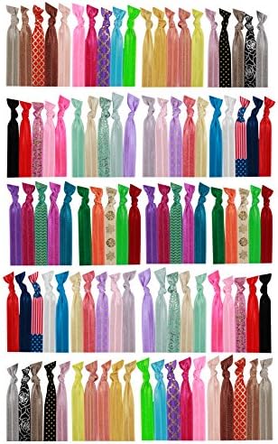 ColorBeBe – No-Crease, Soft and Stretchy Hair Ties – 100pcs (Metallic, Print and Solid) - HT-100B