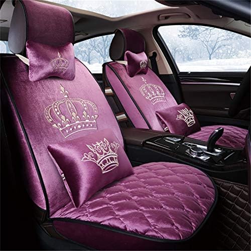 Balscw Car seat cover crown-mercerized cotton cushion, lovely lady full bag cushion-suitable for most five cars, Purple
