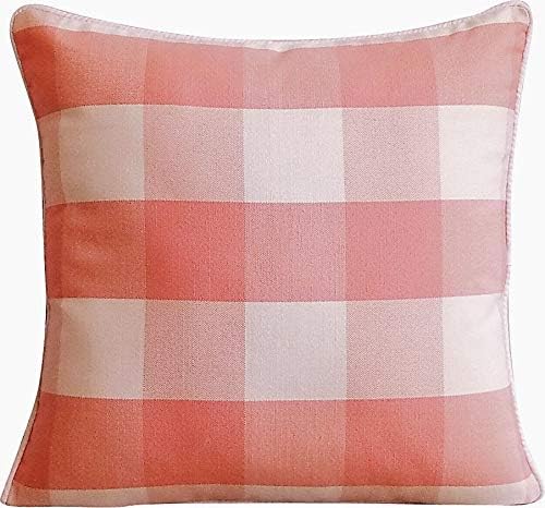 Amazon Com Peach Pink Ivory White Large Gingham Checks Modern