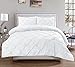 3 Piece Luxurious Pinch Pleat Decorative Pintuck Comforter Set - HIGHEST QUALITY, WRINKLE RESISTANT, ALL SEASON - Full/Queen, White
