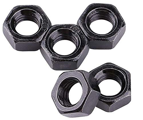 VOBOR Hexagonal Nuts - 100 Pcs Din934 Black Zinc Plated Carbon Steel Metric Thread Hex Sleeve Nuts M2 M2.5 M3 M4 M5(M4)