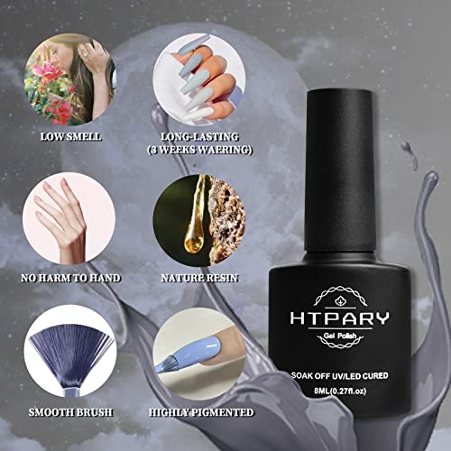 HTPARY Gel Nail Polish Set - 6 Colors Dark Green Blue Burgundy Red Winter Nail Gel Polish Kit Soak Off LED Glitter Orange Glitter Gold Autumn Gel Polish Set Manicure Nail Art Gifts Box Set for Christmas Party