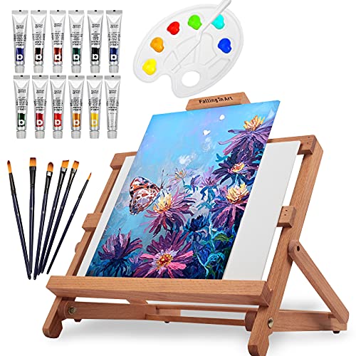 Falling in Art Adjustable Easel SetTabletop Easel Starter Kit with
