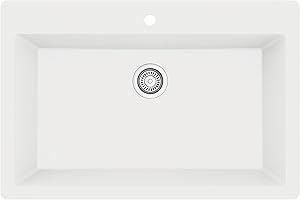 Karran QT-812 Top Mount 33 in. Large Single Bowl Quartz Kitchen Sink in White
