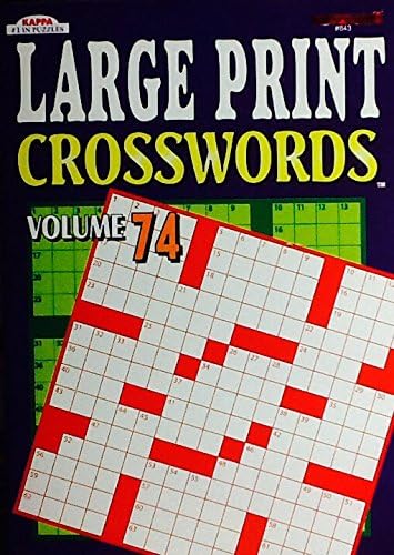 Large Print Crossword Puzzles Volume 74 ~ Bold Easy to Read Print