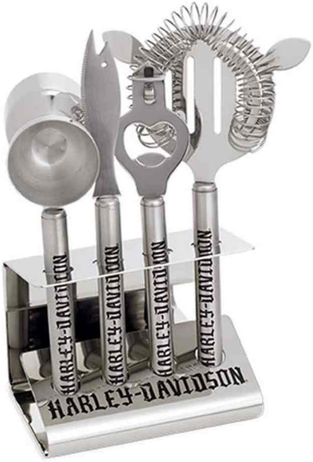 HarleyDavidson 5Piece Bar Tool Set Stainless Steel, Silver. 9680116V