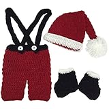 Jastore Infant Newborn Costume Photography Prop Santa Claus Crochet Knitted (Style 8)