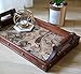 Worldly Wooden Serving Tray Set with Handles (Set of 2 Farmhouse Kitchen Décor Trays): Decorative Coffee Table Organizer, Vintage Coffee Bar Décor, Travel Table Centerpieces for Dining Room by SLPR