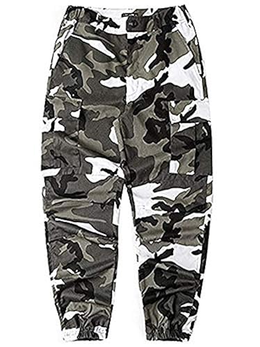 LifeShe Men's Casual Slim Fit Camo Jogger Cargo Pant (XS, Camo