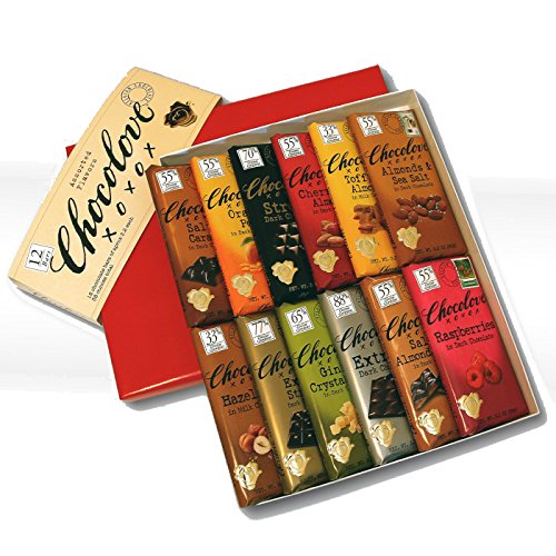 Chocolove Chocolate Tasting Gift Box, 12 - 3.2 Oz Bar Variety Pack, Kosher
