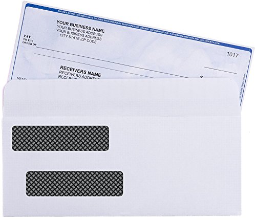 500 Envelope for Busines Checks, SELF-SEAL | Double Window For Addresses, Inner Pattern for Added Security | Ideal Quickbooks Checks | ~Perfect Fit~ Laser Checks Envelopes -Box of 500-