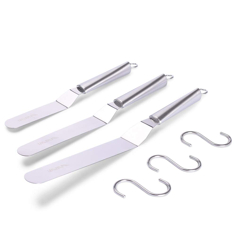 LEGERM 3 Pcs Palette Knife Baking, 6" 8" 10" Pallet Knife with Angled Design, Stainless Steel Icing Spatula for Cake Decorating, Pastry and Baking