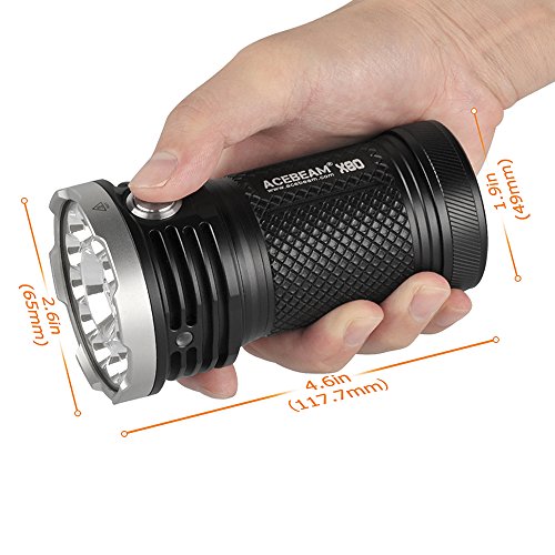 ACEBEAM X80 Flashlight 25000 Lumens 5-Color Light Beam Flashlights Included Batteries