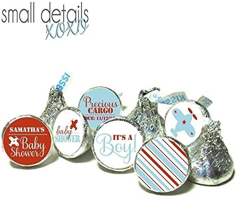 AIRPLANE Themed Baby Shower kiss stickers ~ fit Hershey's Kisses Chocolate - Stickers Only - (108 peel &amp; stick stickers)