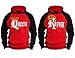 Couple Matching King Queen Crown Raglan Hoodie Pullover Hooded Sweatshirt