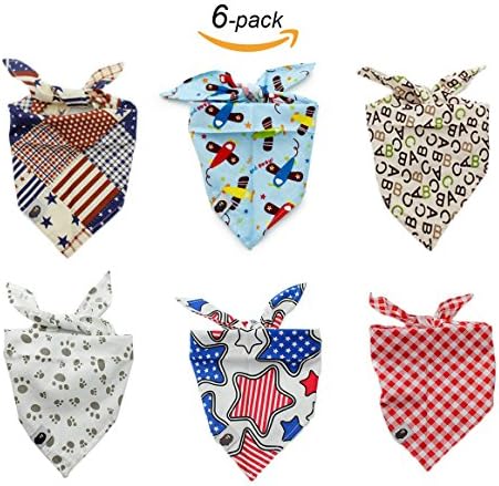 Shinybaby Dog Bandana Triangle Bibs Scarfs Accessories for Pet Cats and Puppies 6 Pack
