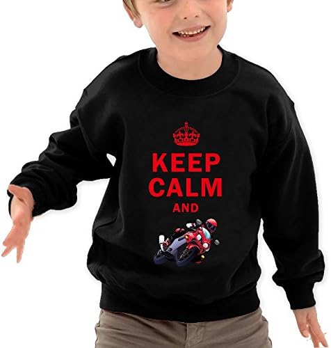 Keep Calm and Play Motorcycle Racing O Neck Toddler's Pullover Sweatshirt Long Sleeve Tee For Kids