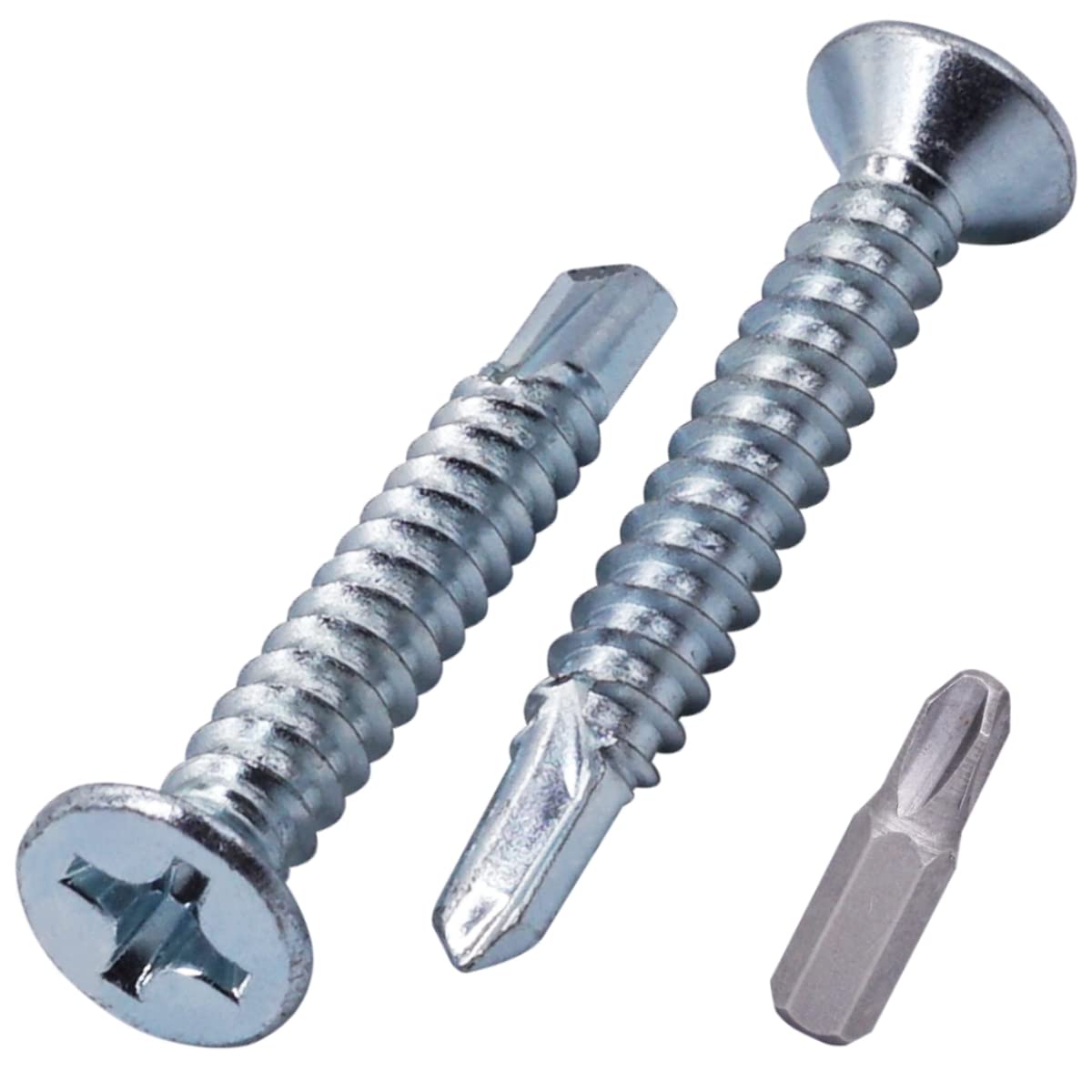 SKIR'CO (30 pcs) DIN 7504 P Zinc Plated Steel 5.5 x 38 mm Self-Drilling Screws For Metal, Sheet Metal Screw, Countersunk Head
