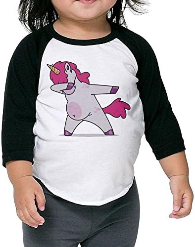 SAMCUSTOM Boy / Girl Dab Fat Unicorn Raglan T-Shirt Half Sleeve Baseball Tshirts 3 Toddler