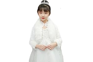 Icegrey Girls Princess Faux Fur Winter Wraps Shawl Kids Bolero Cardigan Dress Coat Wedding Party Dress Up