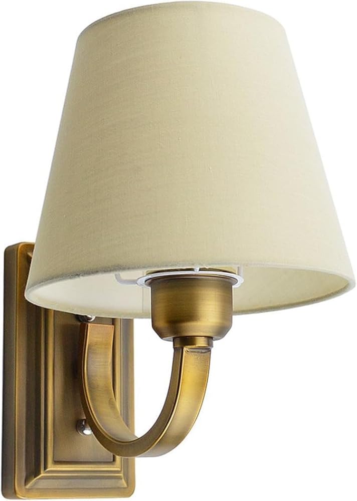 Photo 1 of Lysed Wall Sconce Vintage Style Wall Light Fixture, Classic Wall Lamp for Indoor, Bedroom, Gold Iron Wall Lamp with Beige Fabric ShadeLPNPMEQ8117548
