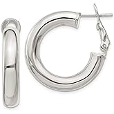 925 Sterling Silver Omega Back Hoop Earrings - 15mm x 5mm