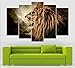 IDECAL 5-Piece Roaring Lion Canvas Print Wall Art Painting Pictures (No Frame), (20 x 40)cm x 2-Piece + (20 x 50)cm x 2-Piece + (20 x 60)cm x 1-Piece