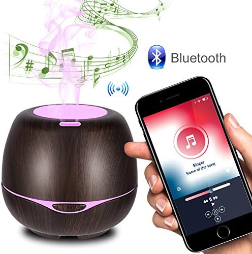 Aromatherapy Essential Oil Diffuser with Bluetooth Speaker 300ml,iTavah Aromatherapy Diffusers for Essential Oils and Humidifiers,Ultrasonic Aroma Diffusers Woodgrain (Dark Wood)