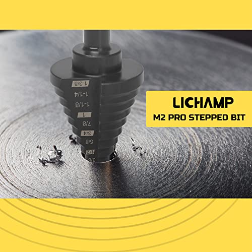 Lichamp Step Drill Bit Set for Metal Sheet Heavy Duty, 5Piece Genuine