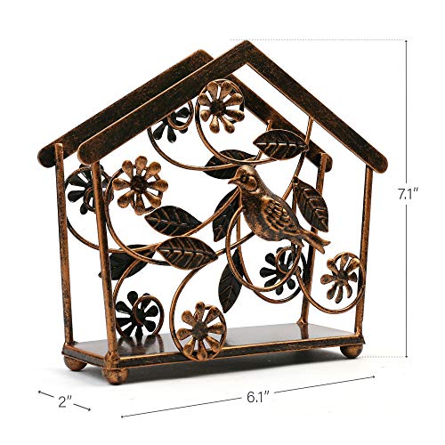 LotFancy Napkin Holder for Tables, Upright Paper Napkin Dispenser Stand for Kitchen, Indoor, Outdoor, Bird & Flower Design