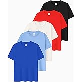Rousytn 5 Pack Boys Tshirts Short Sleeve Shirts for Boys Cotton T-Shirts Kids Girls Tees Clothes Summer Tops 4-12 Years