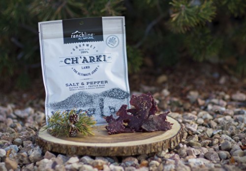 Charki Salt And Pepper, A Paleo Certified, Grass Fed Lamb Jerky. All Natural, Preservative Free, Gluten Free, Protein Rich, Nitrate Free, Low in Cholesterol Snack
