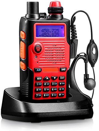 8 Watt 2800mAh Two Way Radio Rechargeable Large Battery FCC Dual Band VHF 136-174MHz and UHF 400-520MHz Long Range Water Resistant 128 Channels Walkie Talkie with Earpiece Full Kit (Upgraded 2800mAh)