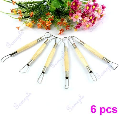 zhiwenCZW Twin 6pcs 6 inch Ribbon Pottery Clay Sculpture Cutter Carving Tool Craft Set