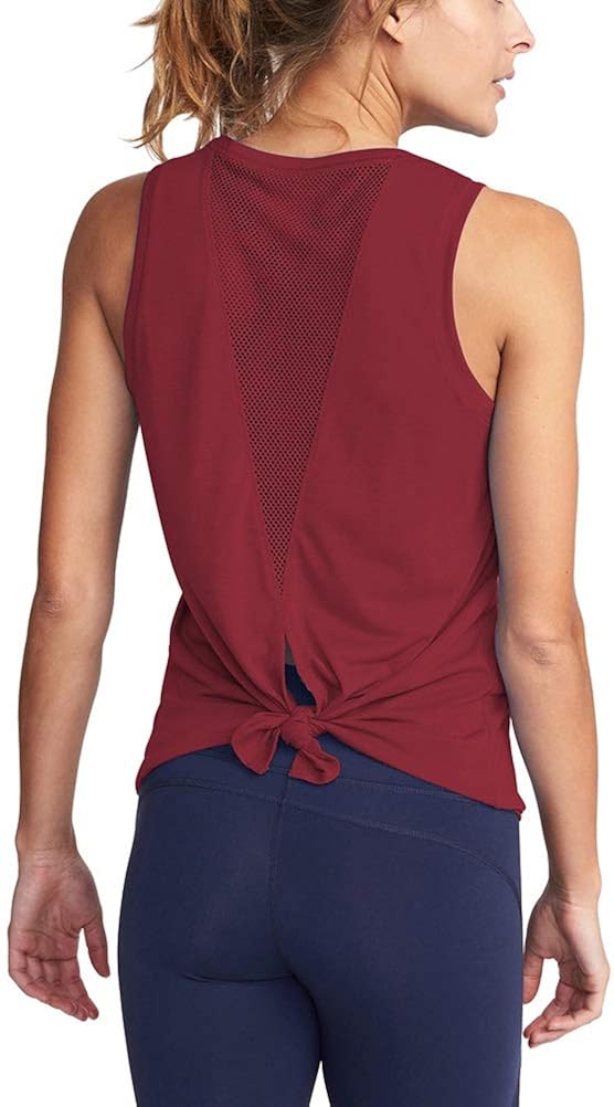 Mippo Womens Cute Workout Clothes Mesh Yoga Tops Exercise Gym Shirts Running Tank Tops