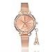 Han Shi Watches, Women Fashion Casual Business Eiffel Tower Quartz Wristwatch Round Clock (L, Rose Gold)