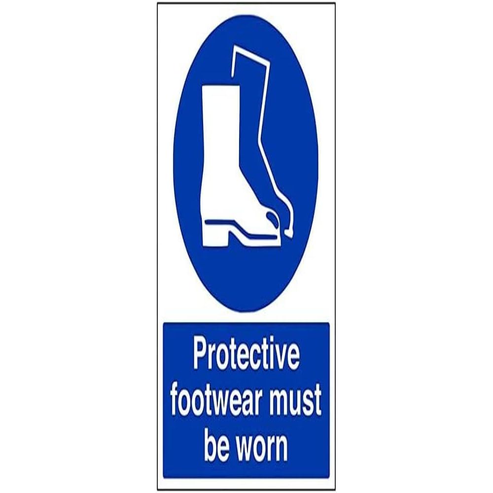 V Safety Mandatory PPE - Protective Footwear Must Be Worn - 150 x 200 mm Safety Sign — image 1