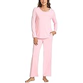 GYS Bamboo Viscose Womens Pajamas Set Long Sleeve Crew Neck Sleep Set