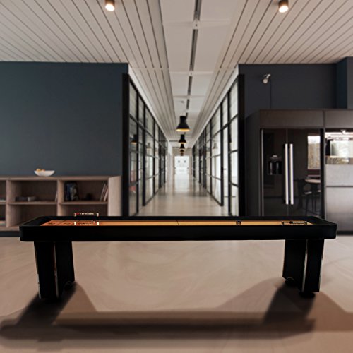 Harvil 9-Foot Shuffleboard Table with Complete Shuffleboard Accessories, Built-In Storage Cabinet, and Leg Levelers - Thumbnail 6