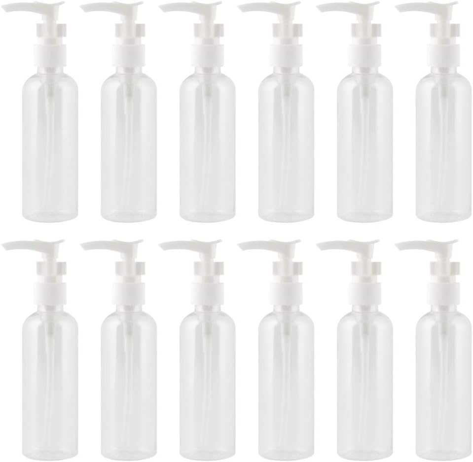 Hnmedia 12PCS Travel Container Bottles Transparent Plastic Sample Bottles Toiletries Liquid containers Liquid Pump Bottles (100ml)