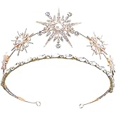 Star Moon Tiaras Crowns for Women Snowflake Rhinestone Headband Queen Princess Godness Gold Headpiece Hair Accessories for Wedding Bride Pageant Crown